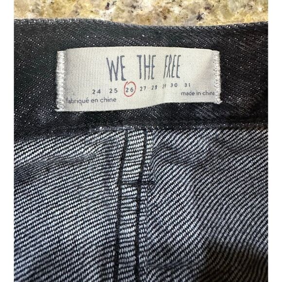 We the Free Distressed Denim Mini Black Jean Destroyed Skirt Free People Size 30 - Picture 6 of 11